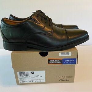 Clarks Whiddon  Oxford Black Leather Men's Dress Shoes 10 W